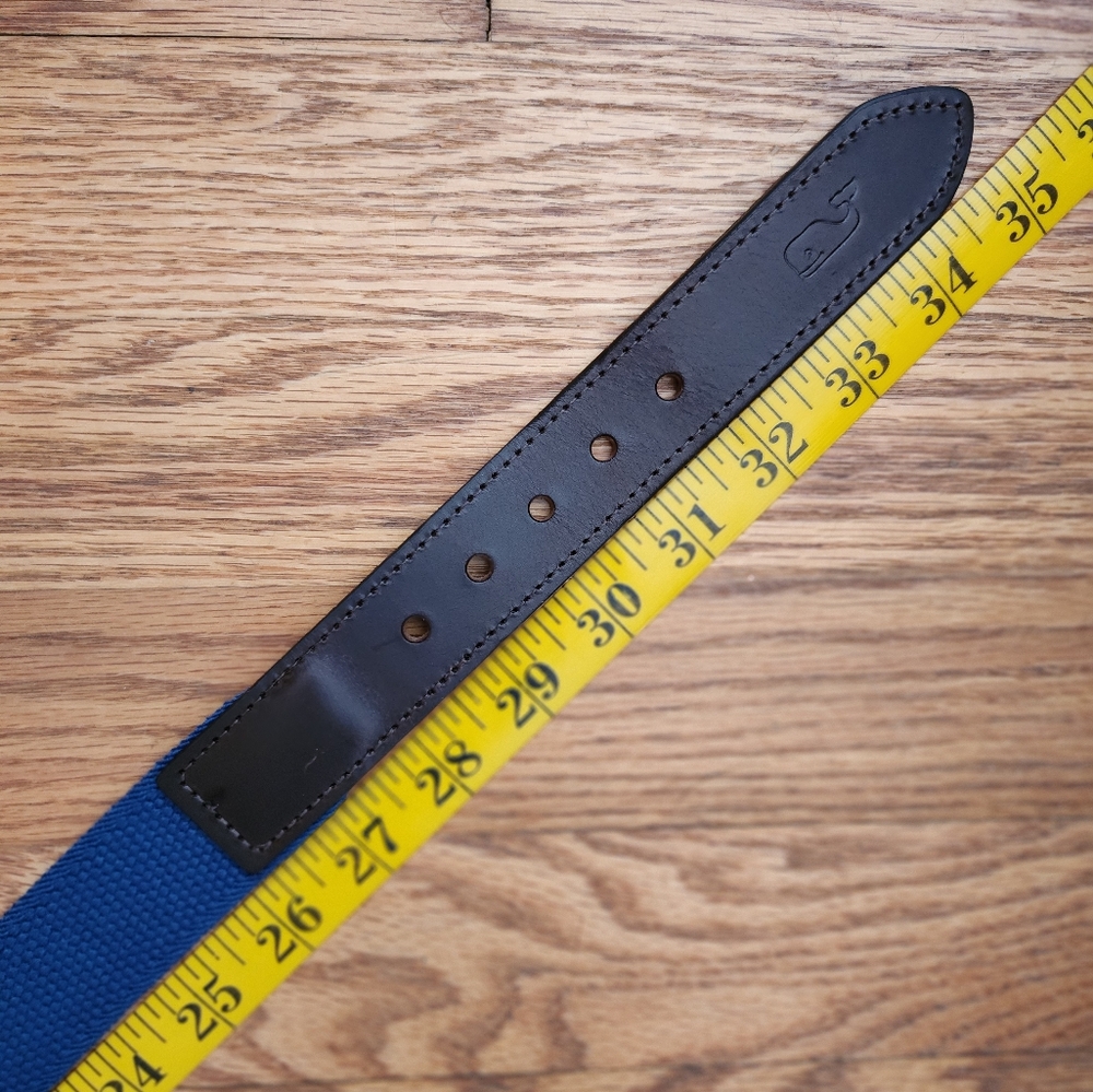 Vineyard Vines Belt Leather Trim Solid Brass Buckle Size 30 - Picture 10 of 13